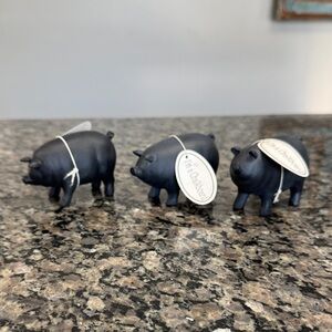 Chalkboard pig Set of Three Black Pig Figurines NEW